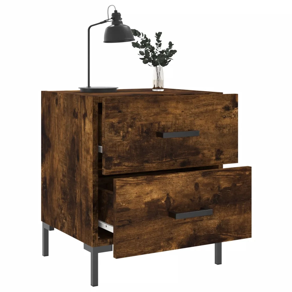 Comodino Rovere Fumo 40x35x47,5 cm in Legno Multistrato 827318