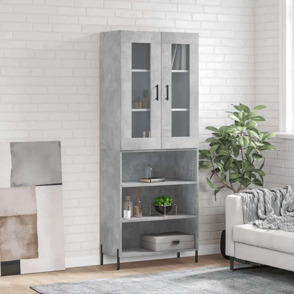 Credenza-Buffet-Armadio da cucina Grigio Cemento 69,5x34x180 cm in Legno Multistrato 133971