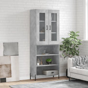 Credenza-Buffet-Armadio da cucina Grigio Cemento 69,5x34x180 cm in Legno Multistrato 133971