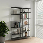 Libreria Dorgali, Scaffale da ufficio, Mobile portalibri, Biblioteca, 120x30 h188 cm, Ardesia