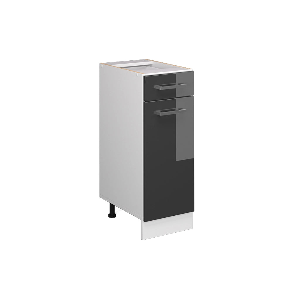 Mobiletto base per cucina R-Line Antracite lucido/Bianco 30 cm senza piano di lavoro Vicco