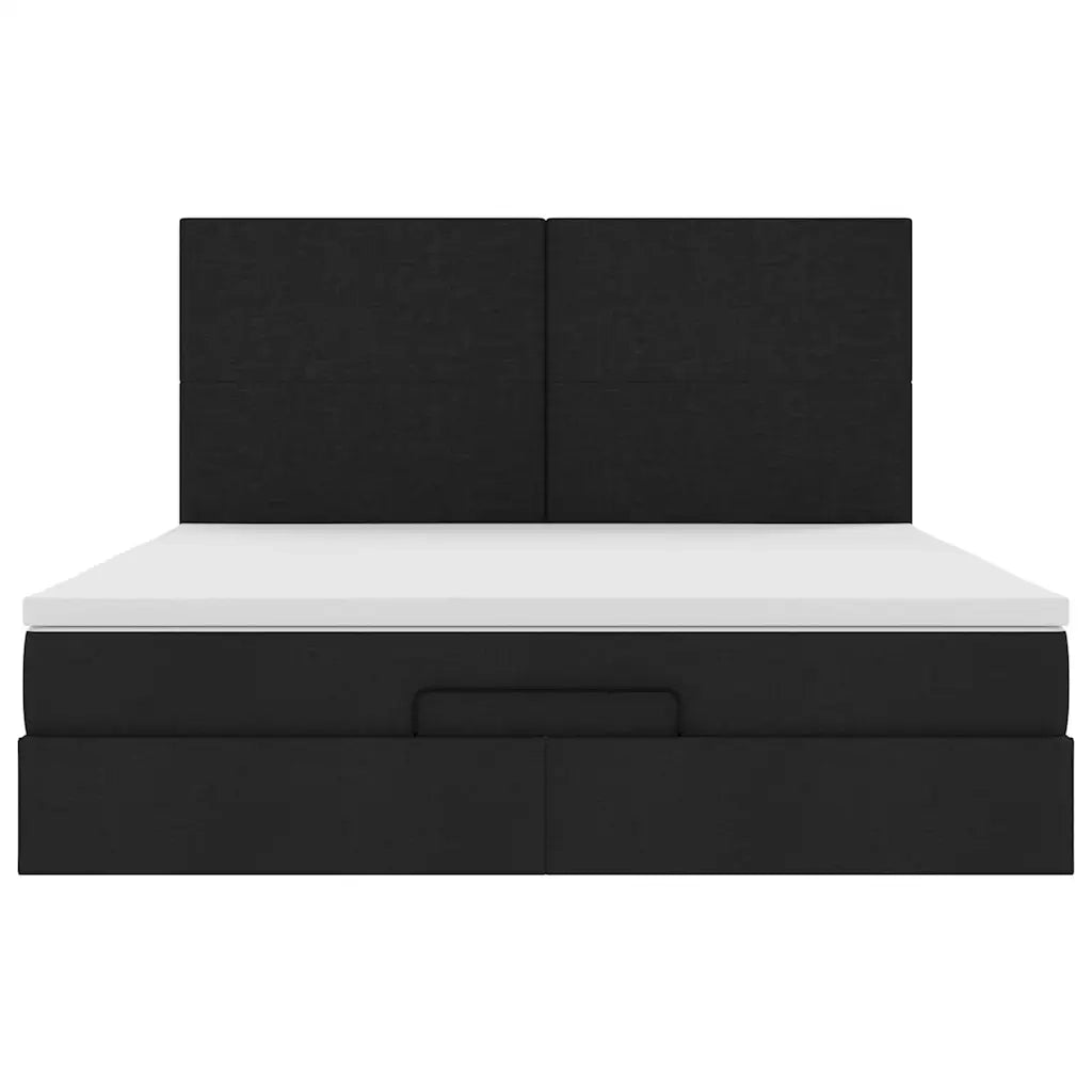 Struttura Letto Pouf con Materasso Nero 180x200 cm in Tessuto 3313943