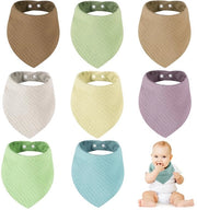 Set di 8 Slabbettoni per Bambino, Slabbettoni Molli e Assorbenti in Muslina, Slabbettoni con 2 Dati di Pressione Regolabili (Uomo e Donna)