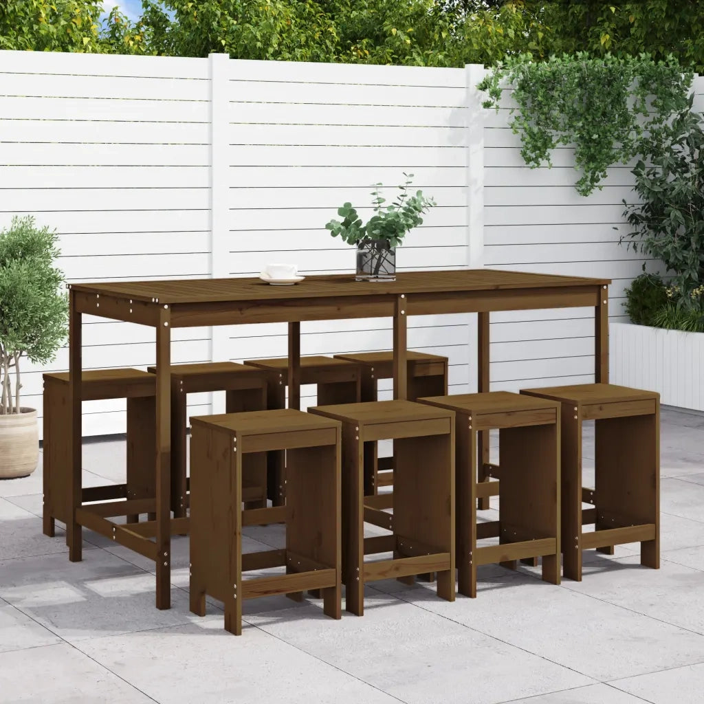 Set Bar da Giardino 9 pz ambra in Legno Massello di Pino