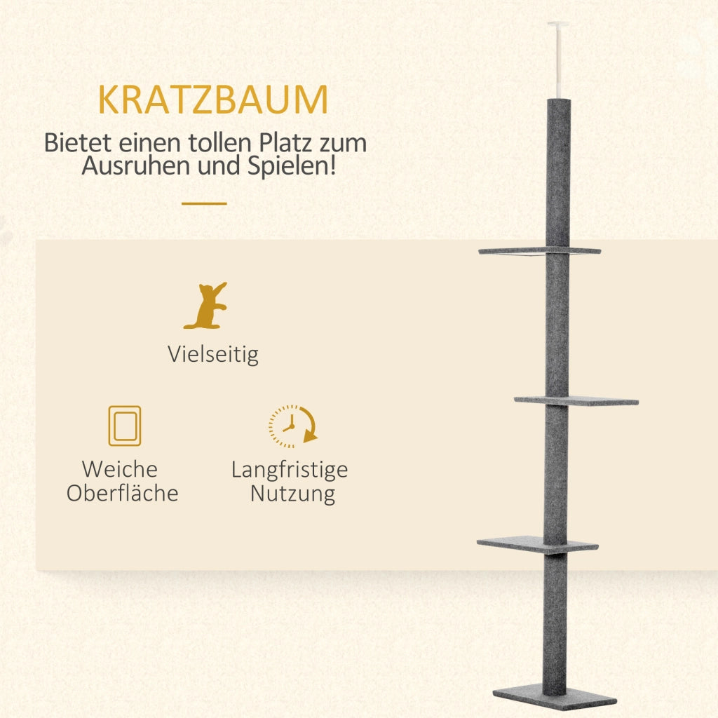 Tiragraffi regolabile in altezza da 228 a 260 cm, da soffitto, colore grigio, per gioco attivo e relax.