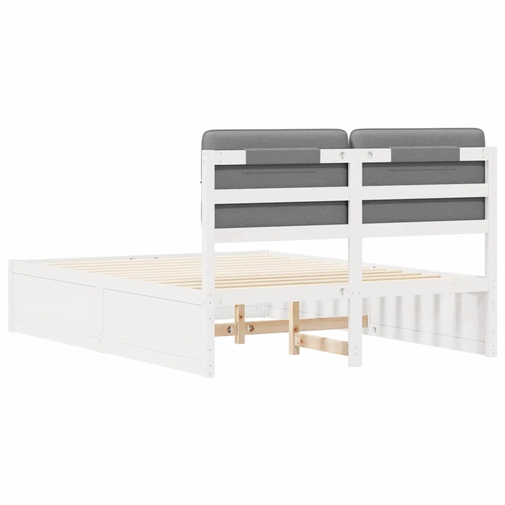 Letto con Testiera Rivestita Grigio chiaro 150 x 200 cm