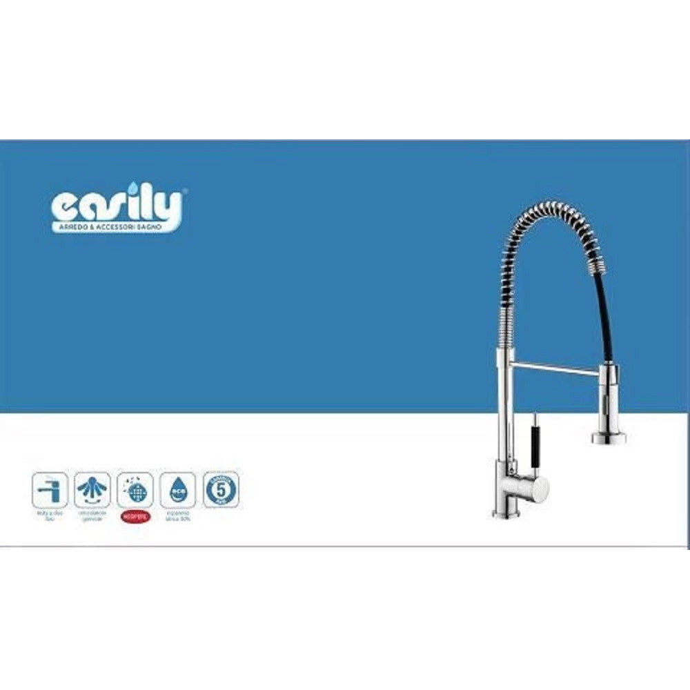 Trade Shop - Miscelatore Rubinetto Lavello Cucina Getto Lavabo Design Doccetta A Molla 59591 -
