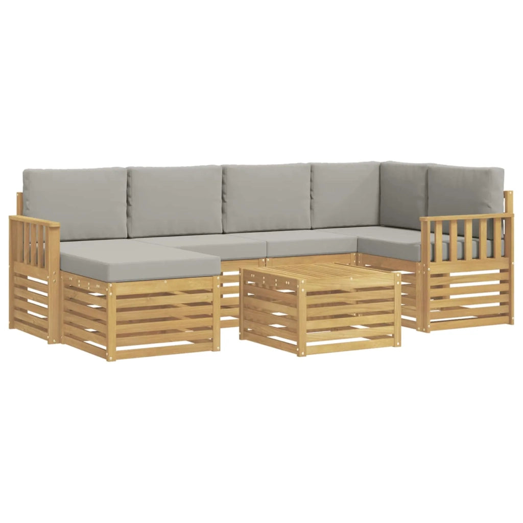 Set di divani da esterno 7 pcs Bianco e Grigio Chiaro 3392146