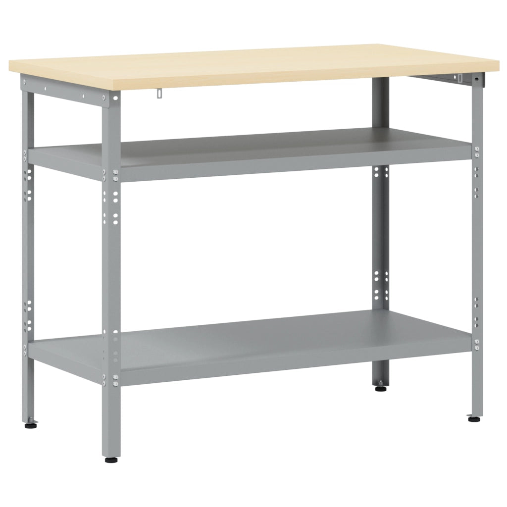 Tavolo da lavoro in grigio, 100x55x85 cm, in acciaio e legno ingegnerizzato