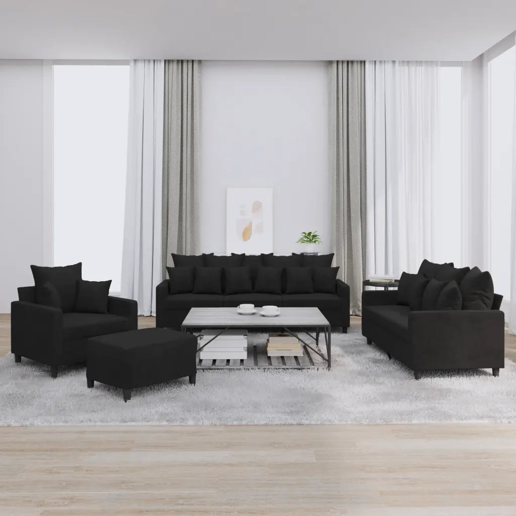 Set di Divani 4 pz con Cuscini Nero in Vellutocod mxl 106484