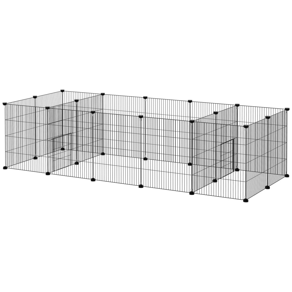 Recinto per animali domestici modulabile ¨C Minimal ¨C 18 pannelli 2 porte 175x70x45 cm nero