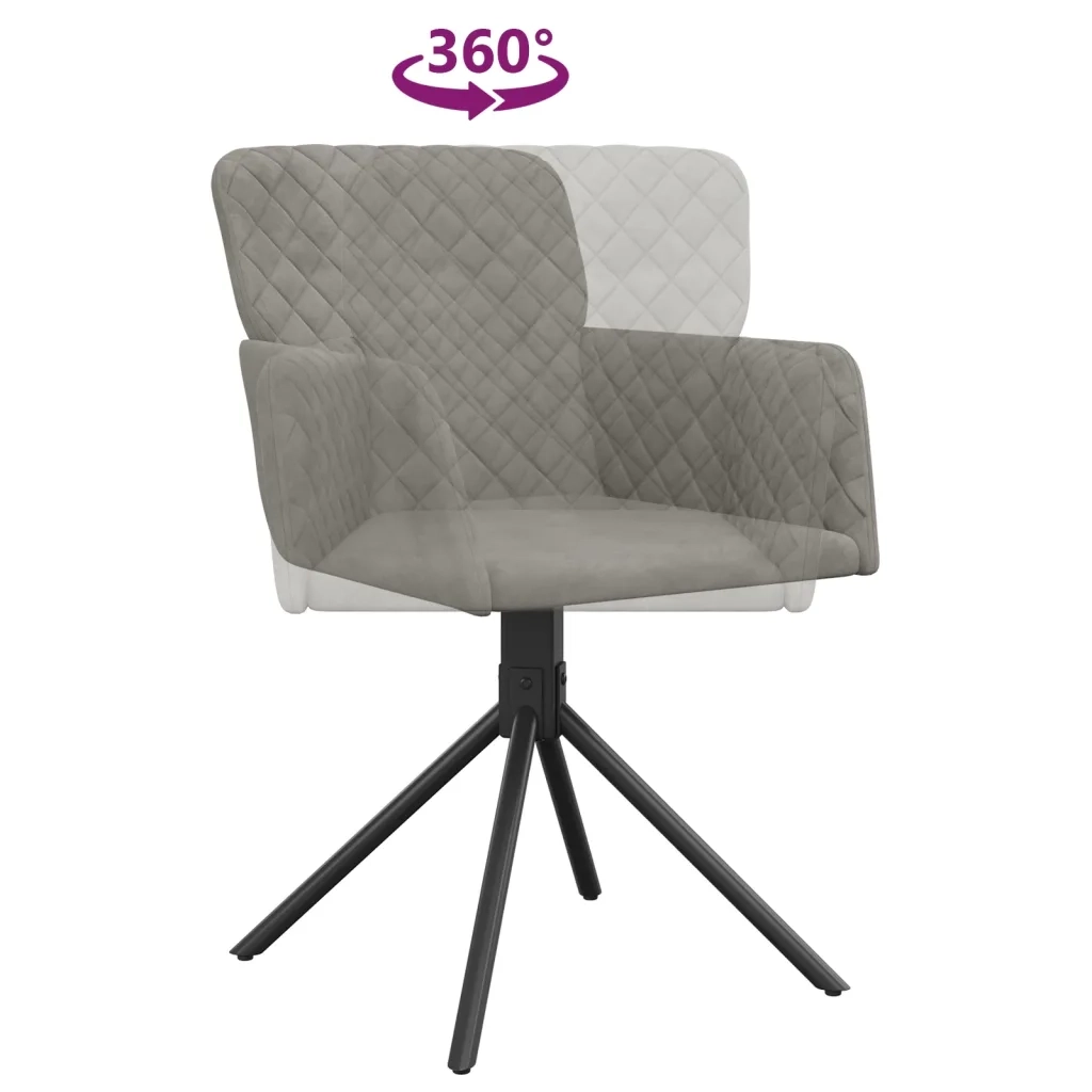 Sedie da Pranzo Girevoli 2 pz Grigio Chiaro in Velluto cod mxl 12265