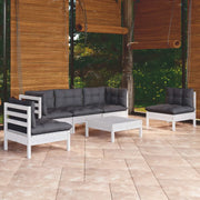Set Salotto da Giardino 6 pz con Cuscini Legno Massello di Pino 3096191