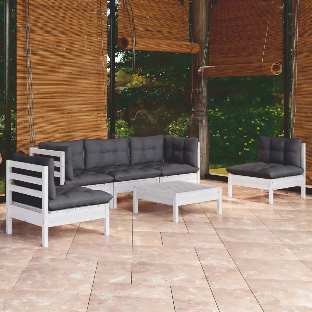 Set Salotto da Giardino 6 pz con Cuscini Legno Massello di Pino 3096191