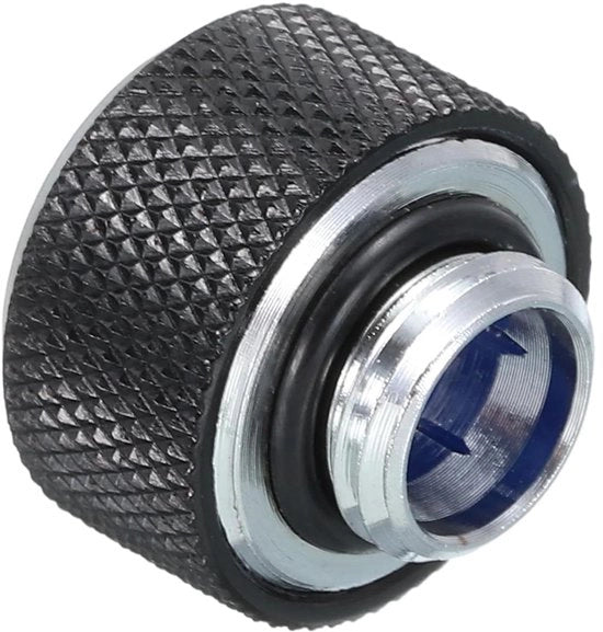 Connettore a compressione 1/4 pollici a 14 mm nero per sistema di raffreddamento acqua con tubo rigido