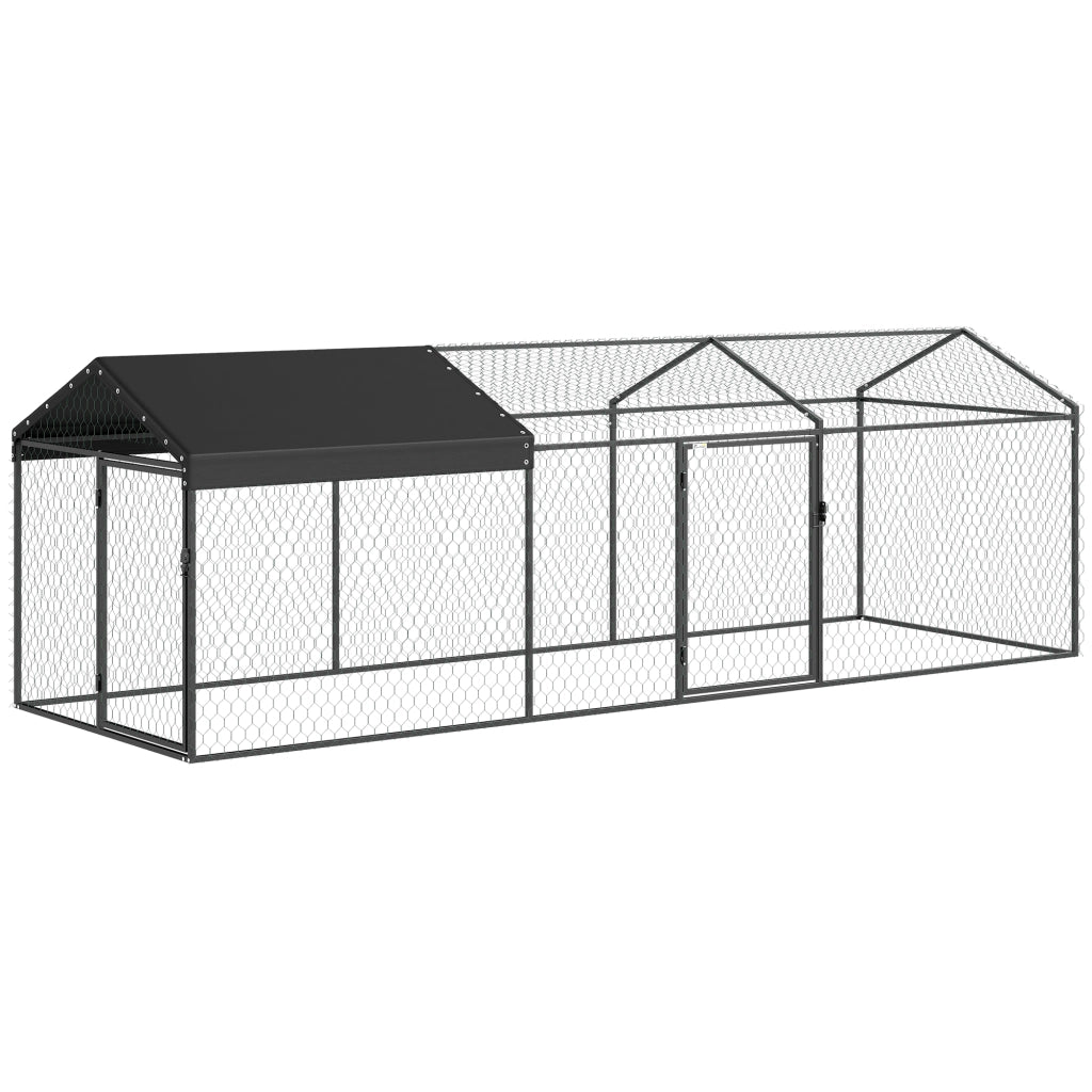 Pollaio per Galline da Esterno 3x1x1 m con Tetto Impermeabile Anti-UV e Serratura in Acciaio Zincato Nero