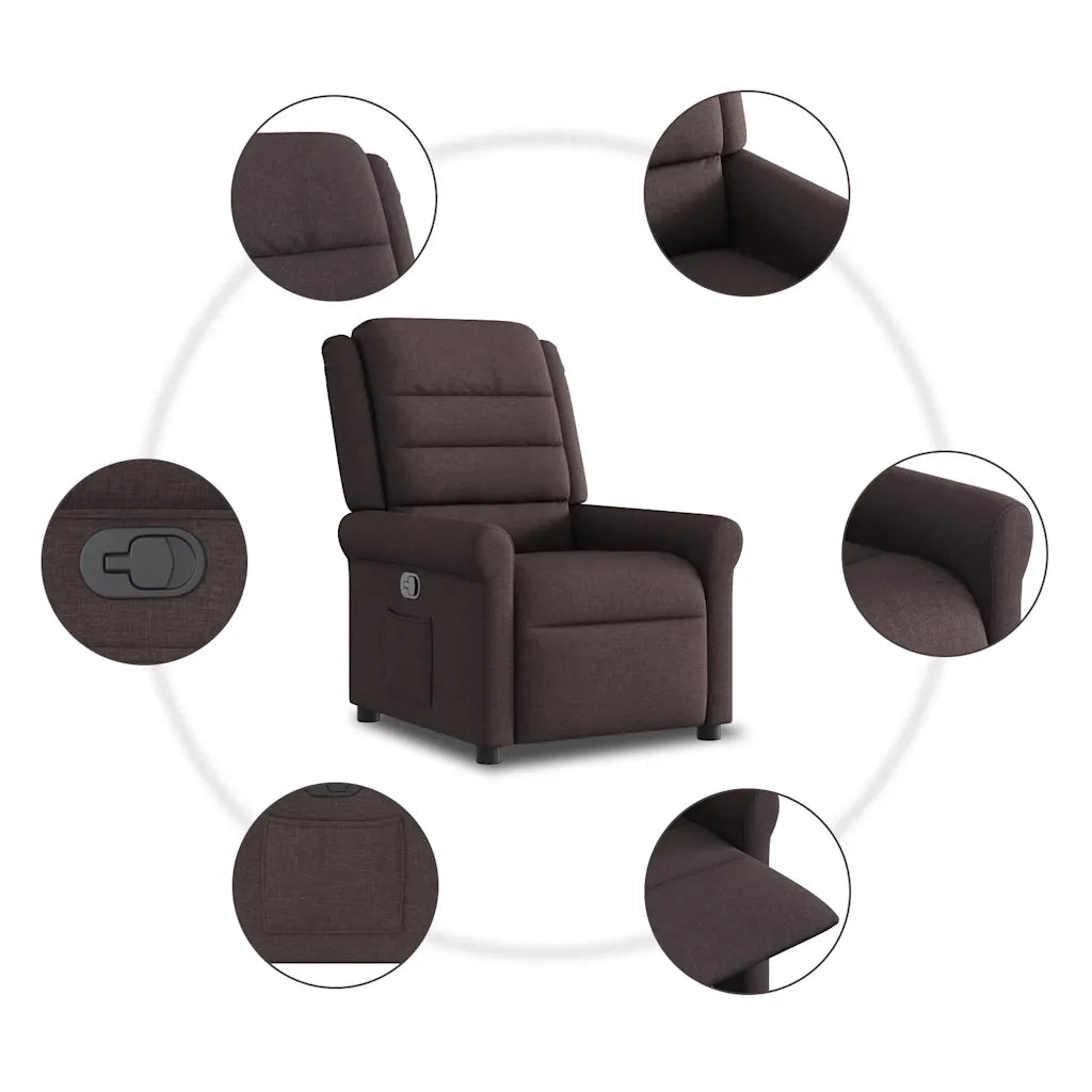 Poltrona Reclinabile Marrone Scuro in Tessuto 4015641