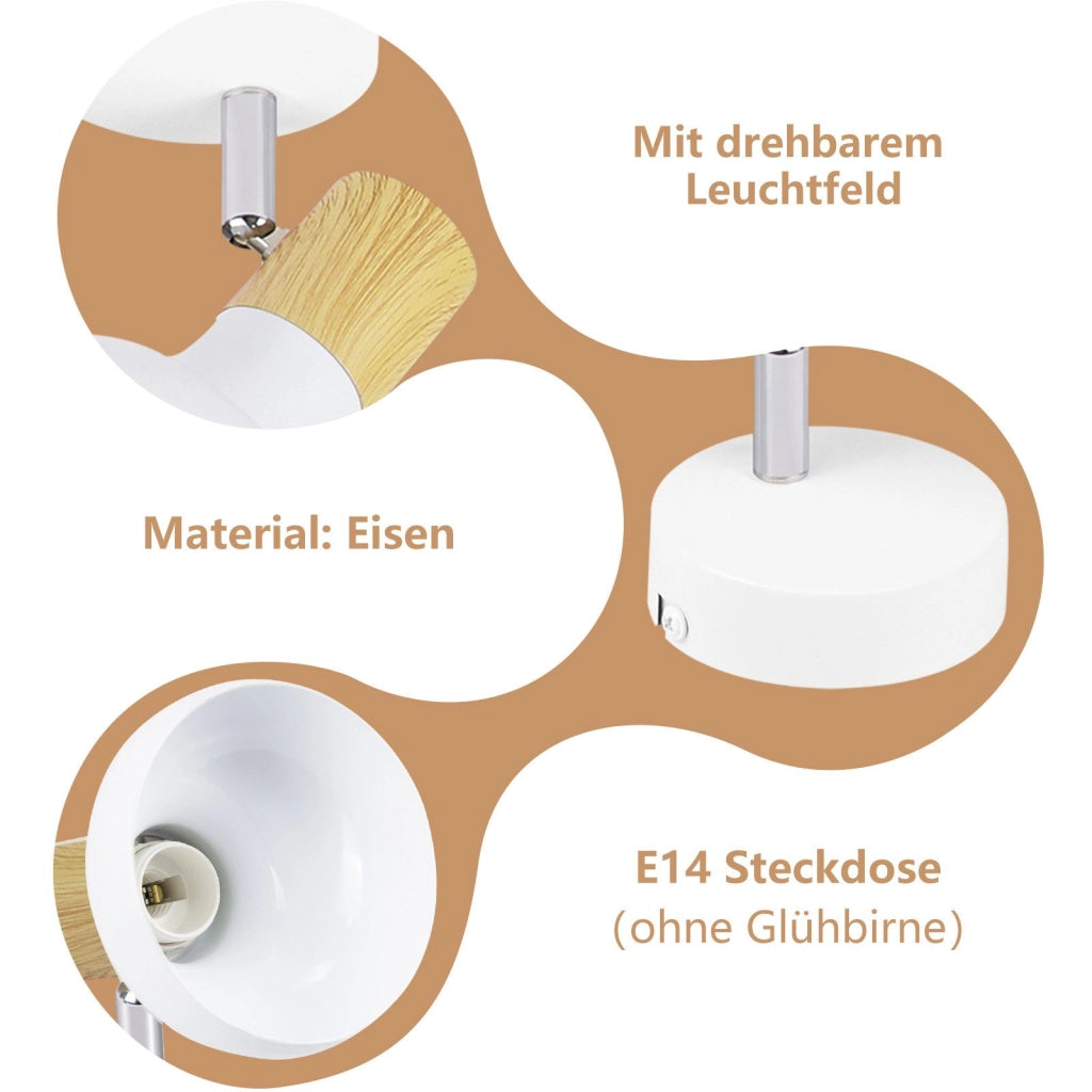 ZMH Faretto da soffitto 1 fiamma E14 paralume ferro per corridoio camera letto
