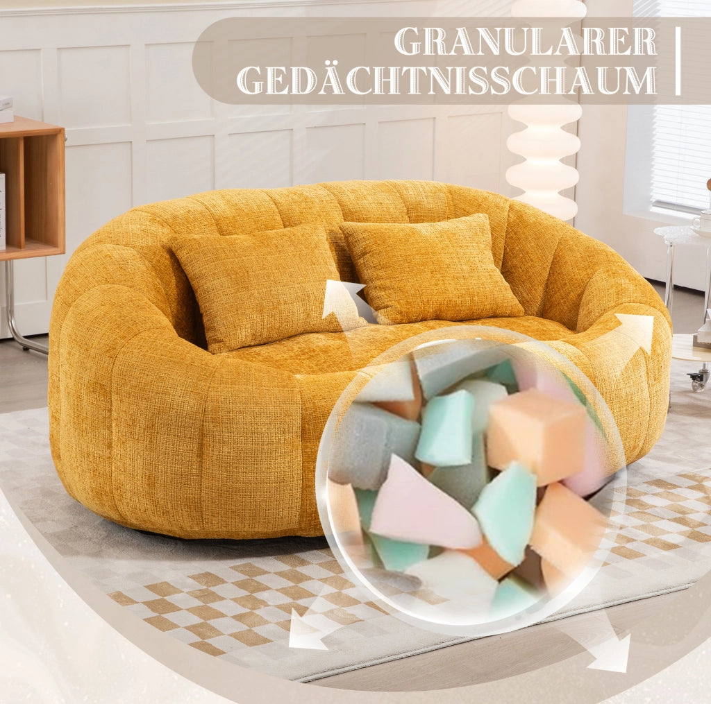 POLTRONA Lounge 150x95x63 cm in Chenille Gialla con Braccioli