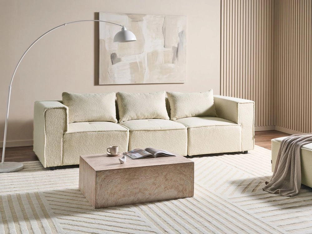 Divano modulare Boucle a 3 posti elementi angolari componibili Bianco sporco Stile moderno e minimalista