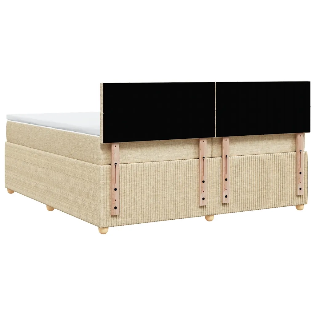 Giroletto a Molle con Materasso Crema 200x200 cm in Tessuto