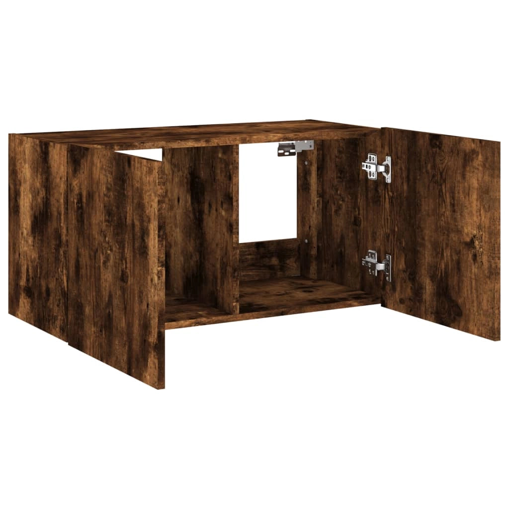 Mobile TV multimediale scaffale TV credenza mobile TV sala da pranzo soggiorno parete attrezzata per camera da letto con luci LED rovere affumicato 80 x 35 x 41 cm marrone 02_0027997