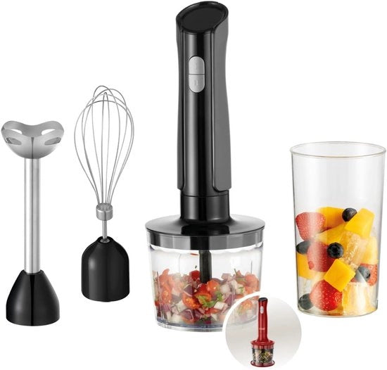 Set di Frullatore a Stantuffo - Manuale - Frullatore Set - Purea Stantuffo - Macinatore a Stantuffo - Elettrodomestico da Cucina - Acciaio Inossidabile - 3 in 1 - Accessorio Frullatore - Zuppe - Smoothies - Cibo per Bambini