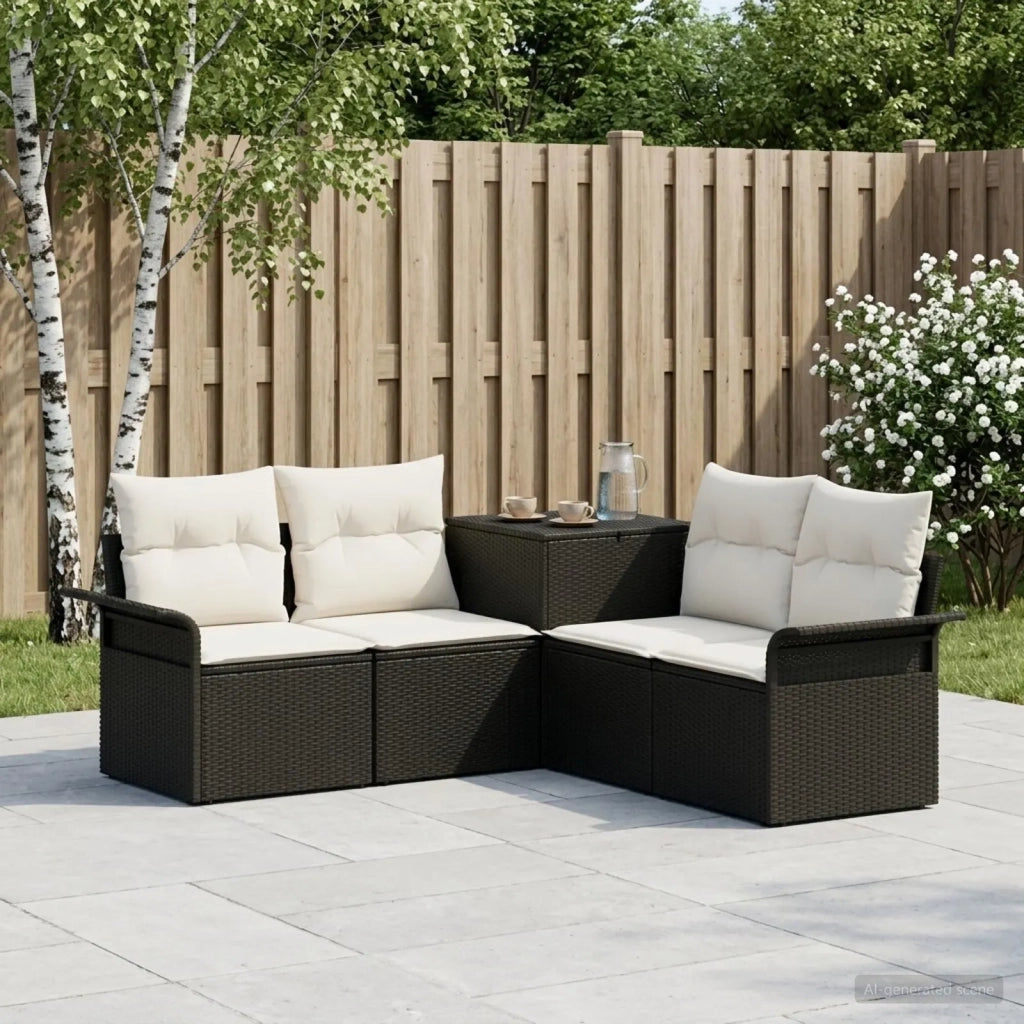 Set di divani 5 pz Nero e Bianco Crema 3447732