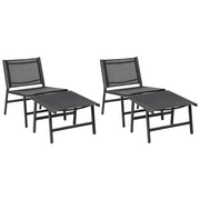 Set di 2 sedie da giardino Seduta in textilene nero Schienale in metallo con poggiapiedi Design moderno per esterni