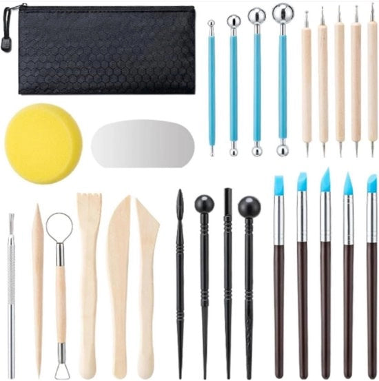Set di Modellazione per Fai da Te - Strumenti per Ceramisti - Attività Artigianali - 27 Pezzi - 15 cm - Multicolore