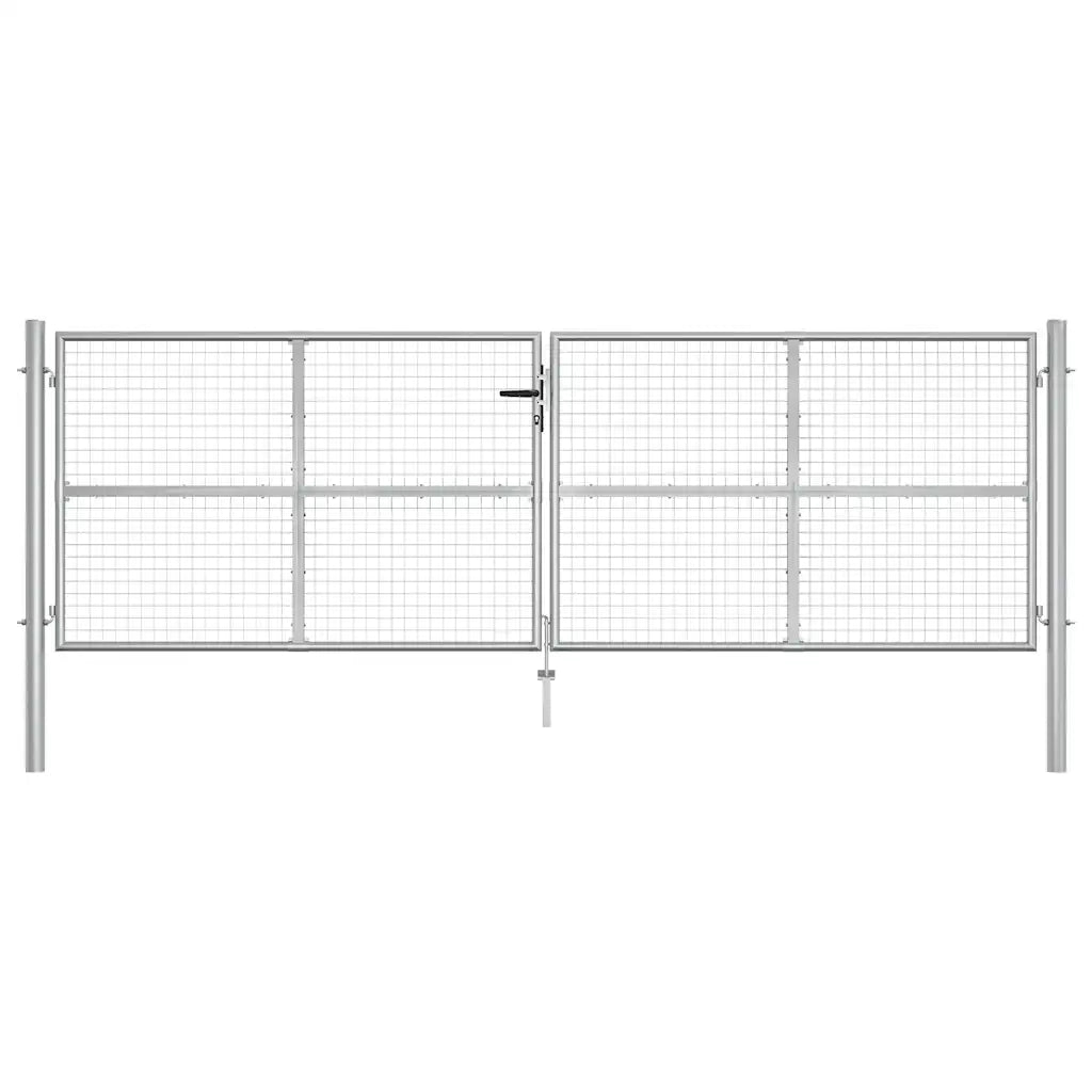 Cancello da Giardino in Acciaio Zincato 400x125 cm Argento 144300