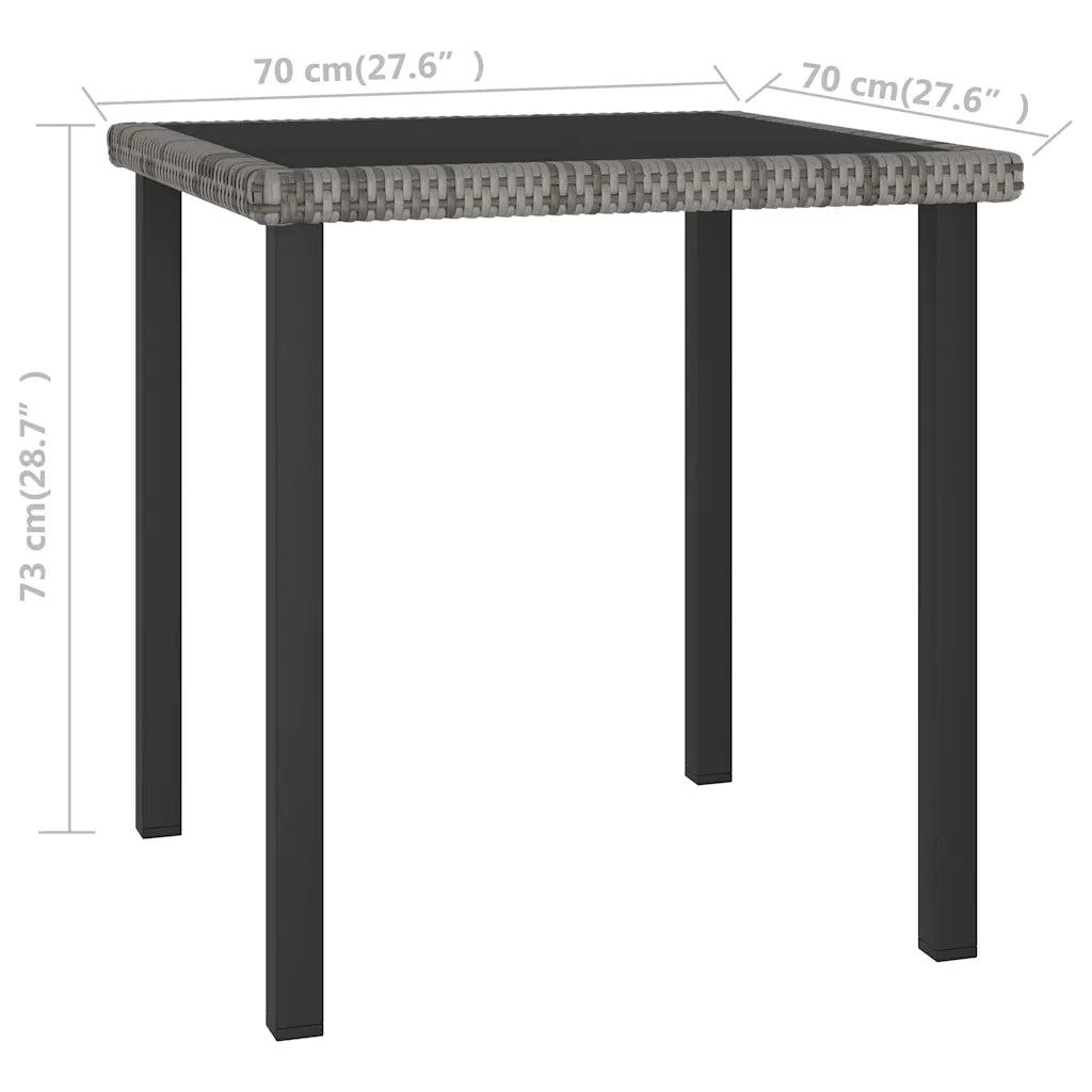 Tavolo da Pranzo da Giardino Grigio 70x70x73 cm in Polyrattan 315117