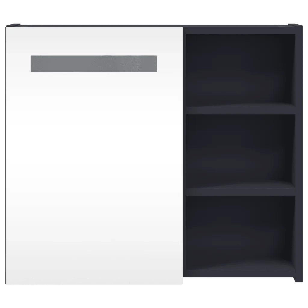 Armadietto Bagno con Specchio e LED-Mobile bagno con specchio Grigio 60x13x52 cm