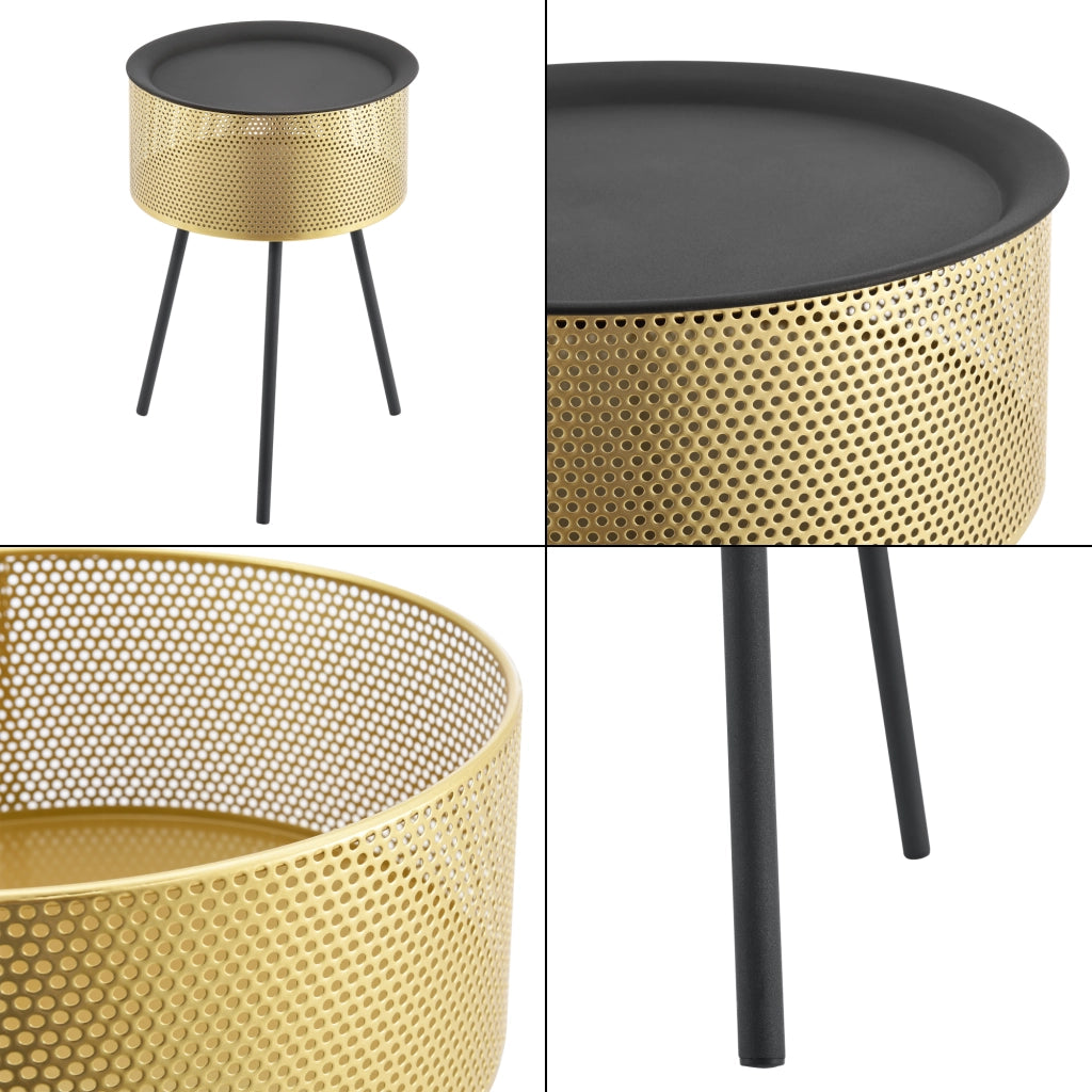 Tavolino Treppiede Gällivare 50 x 35 cm Oro/Nero [en.casa]
