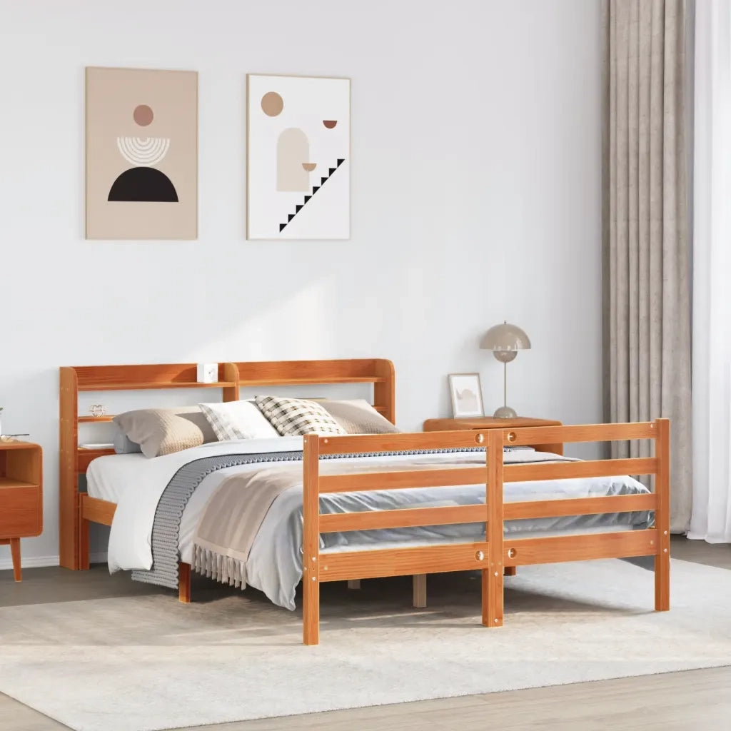 vidaXL Letto senza Materasso Marrone Cera 150x200 cm in Legno di Pino