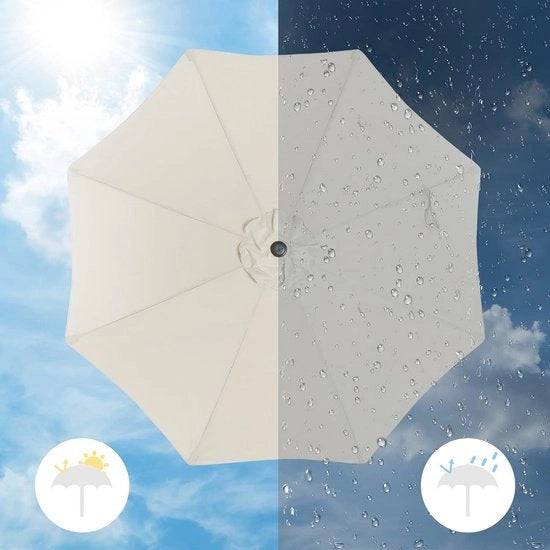 Parasole a otto lati pieghevole con corda - Ø 3 m - Beige - Tela in poliestere - Per esterni terrazze, giardino e balcone