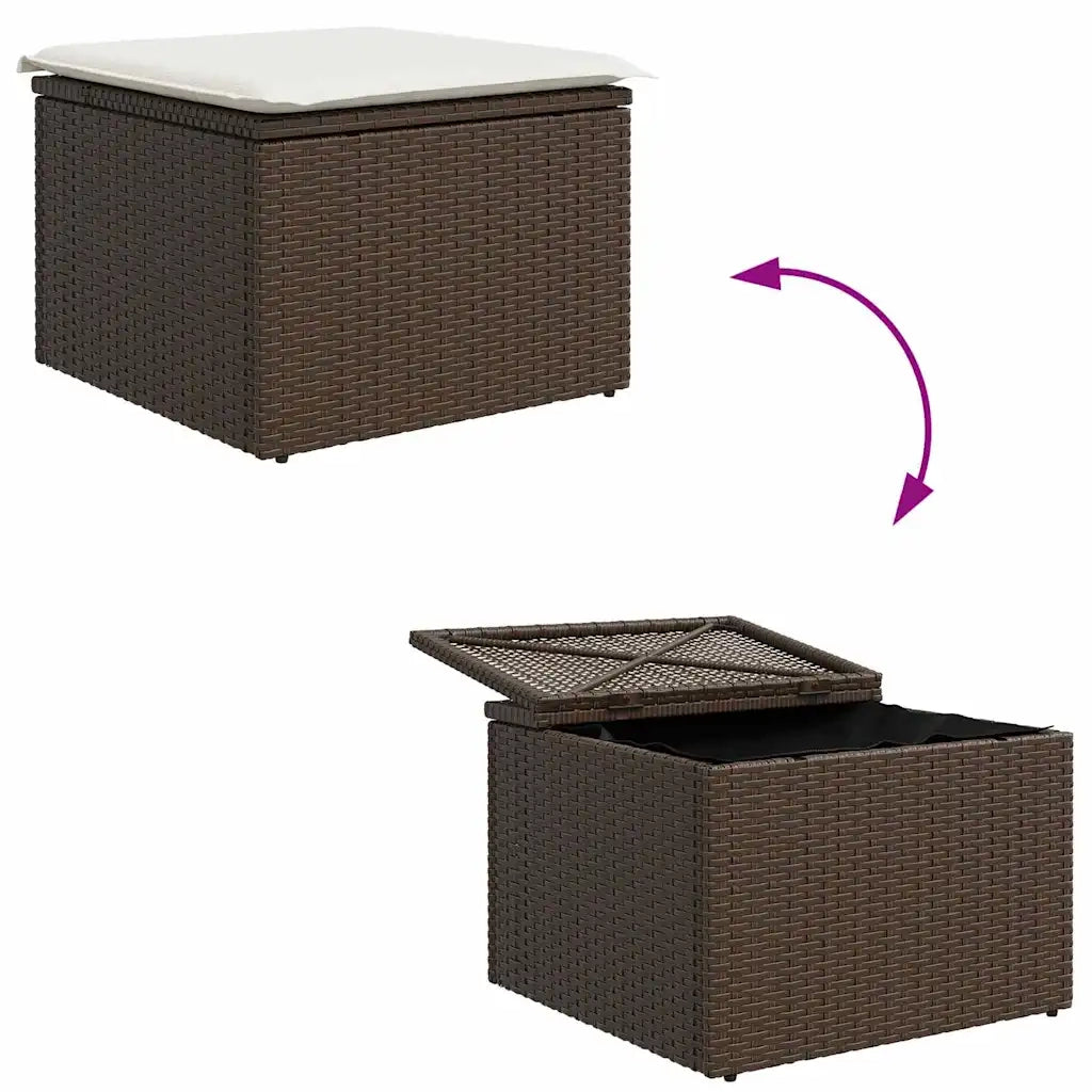 Set di divani con cuscino 4 pcs Marrone e Crema polyrattan 3355337