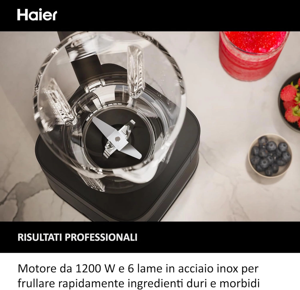 Frullatore I-Master Serie 5, Funzione Ice Crush, Smoothie, 5 velocità variabili, pulizia automatica, caraffa in vetro da 1,7 L, Personal Jug 0,6 1200 W [Nero]