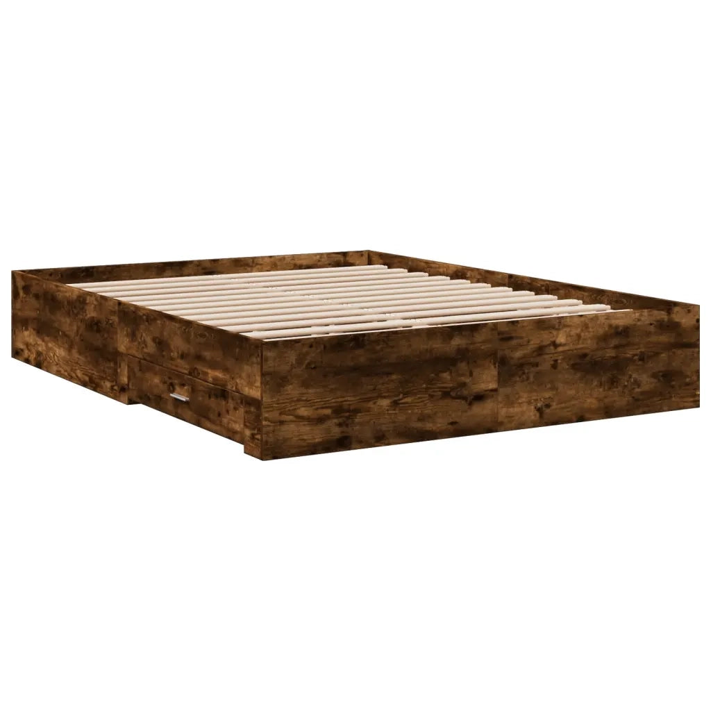 Giroletto con Cassetti Rovere Fumo 160x200 cm Legno Multistrato