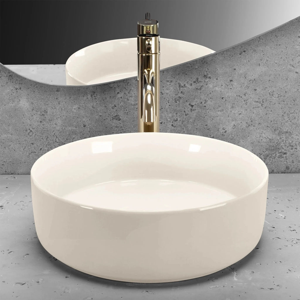Lavabo Da Appoggio Rea Sami Ecru Shiny