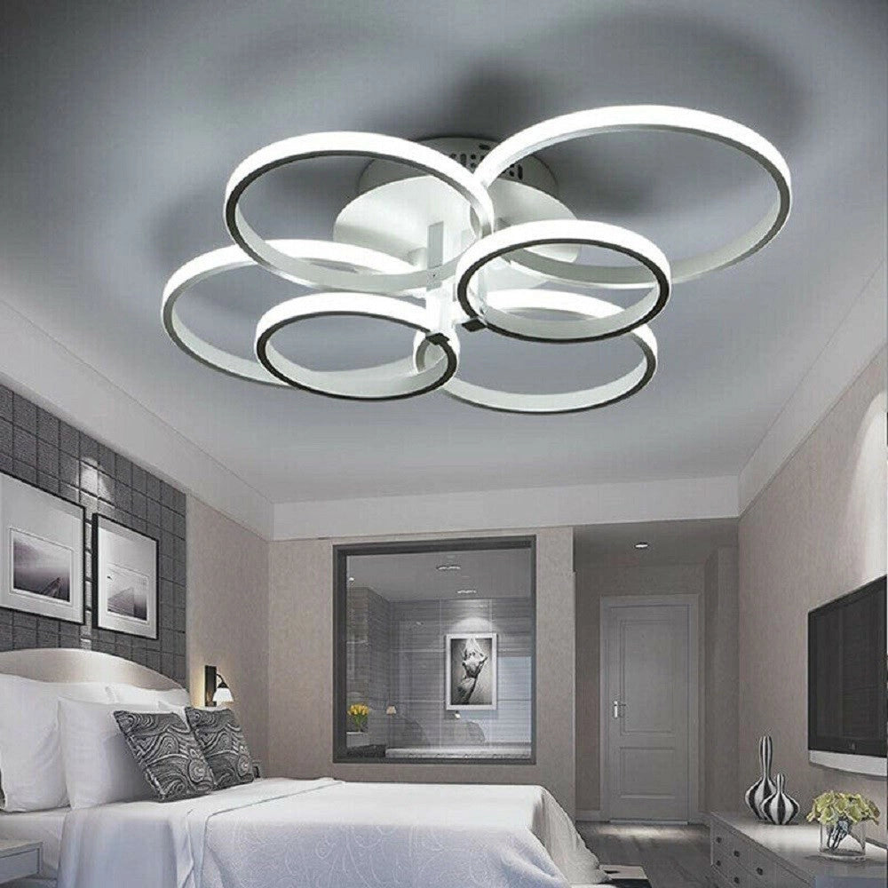 Trade Shop - Plafoniera Led Moderno 6 Anelli Lampadario 51 W Luce Fredda Calda Naturale C08 -