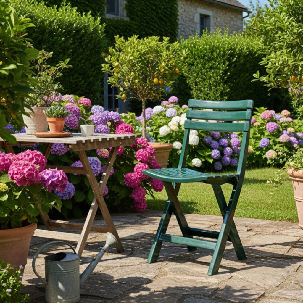 Sedia da esterno Arizona, Seduta da giardino pieghevole, Sedia per tavolo da pranzo, Poltrona outdoor, 100 % Made in Italy, Cm 44x41h78, Verde