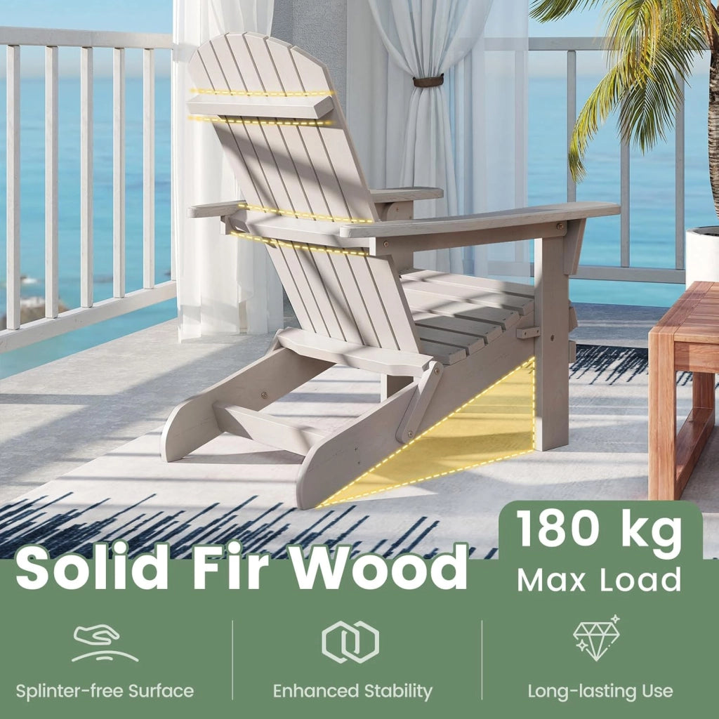 Set di 2/4 Sedie Adirondack Pieghevoli, Sedia da Esterno con Telaio in Legno di Abete, Schienale Alto e Braccioli Ergonomici, Sedia Adirondack per Patio Giardino Cortile Campeggio (1, Grigio)