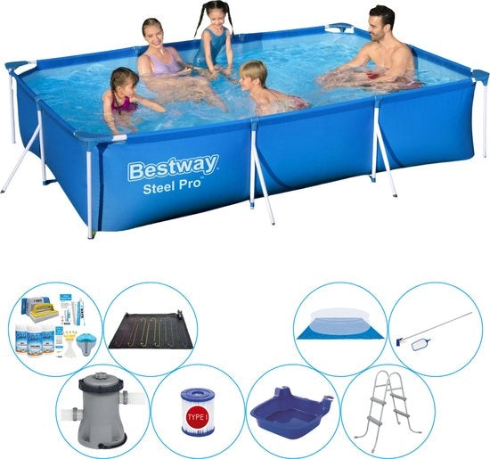 Piscina Deal - 9 pezzi - Acciaio Pro Rettilineo 300x201x66 cm