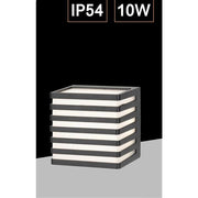 Trade Shop - Applique Muro Esterno Led 10w Lampada Decorativa A Strisce Cubo Nero Ip54 B110-n - -bianco Caldo      -
