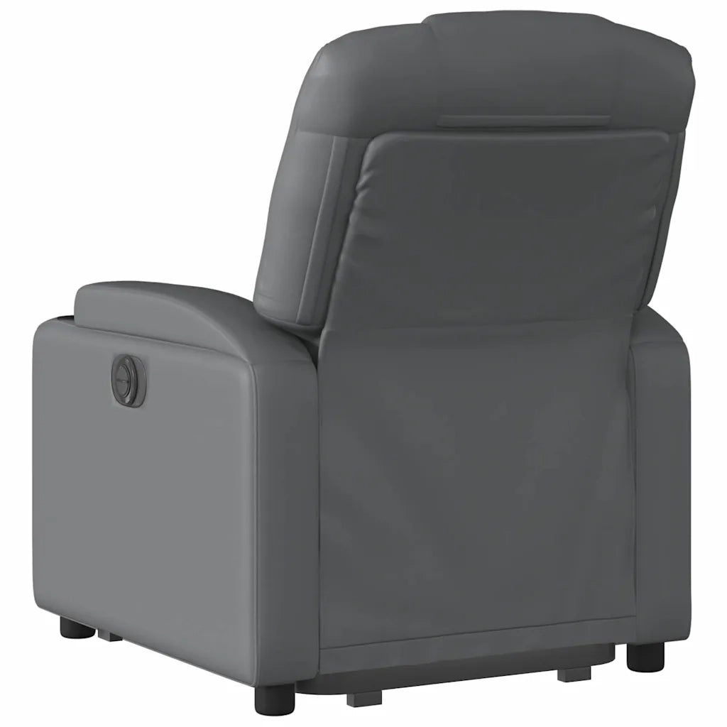 Poltrona | Sedia Relax Alzapersona Reclinabile Grigio in Similpelle