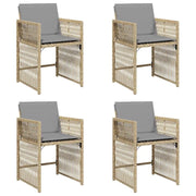 Sedie da Giardino con Cuscini 4 pz | Sedie da Esterno Beige Misto in Polyrattan