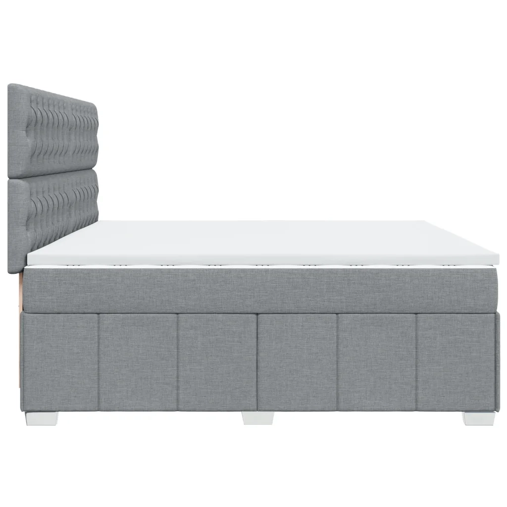 Giroletto a Molle con Materasso Grigio Chiaro 200x200cm Tessuto