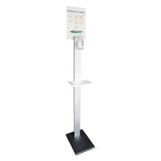 COLONNINA PORTA GEL IGIENIZZANTE CON MENSOLA PER GUANTI IN ALLUMINIO- HxLxP cm 160x24x35- DH- pezzi 1