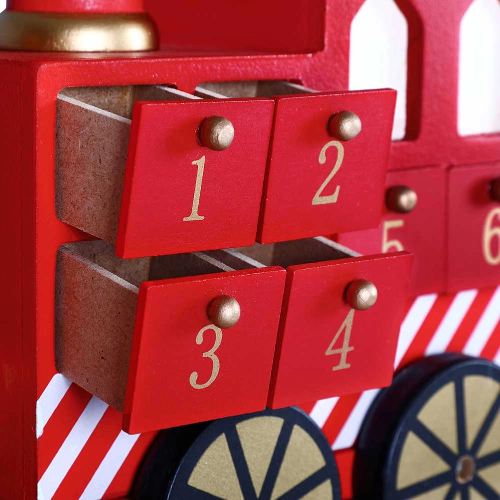 Calendario Avvento Natalizio Trenino in Legno con 24 Cassetti Decorazioni Casa